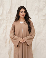 R 343 Light Brown Premium Aari 3D Embroidery Abaya Abaya for Women UAE – Abaya – Rutba Fashion Abaya