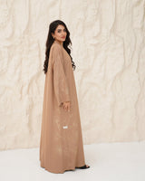 R 343 Light Brown Premium Aari 3D Embroidery Abaya Abaya for Women UAE – Abaya – Rutba Fashion Abaya