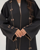 R 344 Black 3D Lace Abaya Abaya for Women UAE – Abaya – Rutba Fashion Abaya