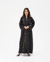 R 344 Black 3D Lace Abaya Abaya for Women UAE – Abaya – Rutba Fashion Abaya