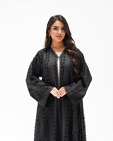 R 346 Black Aari Embroidery Organza Abaya Abaya for Women UAE – Abaya – Rutba Fashion Abaya