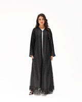 R 346 Black Aari Embroidery Organza Abaya Abaya for Women UAE – Abaya – Rutba Fashion Abaya