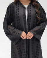 R 346 Black Aari Embroidery Organza Abaya Abaya for Women UAE – Abaya – Rutba Fashion Abaya