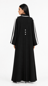 R 354 Black and White Abaya Abaya for Women UAE – Abaya – Rutba Fashion Abaya