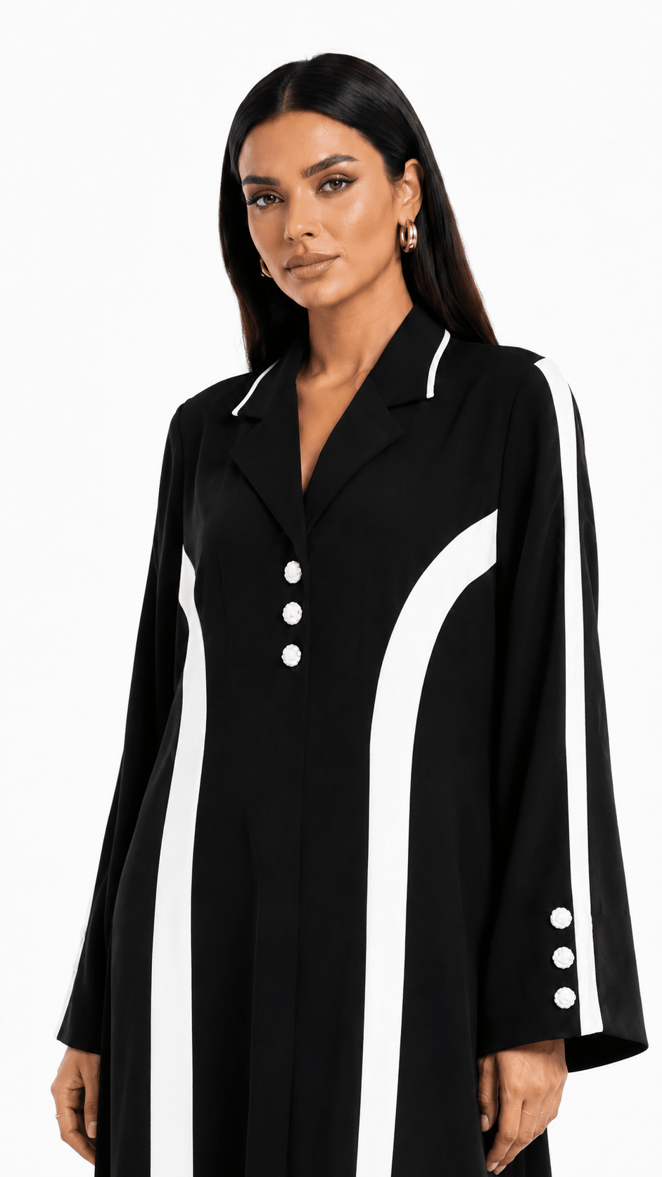 R 354 Black and White Abaya Abaya for Women UAE – Abaya – Rutba Fashion Abaya