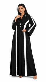 R 354 Black and White Abaya Abaya for Women UAE – Abaya – Rutba Fashion Abaya