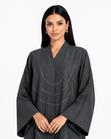R 355 Dark Grey Embroidery Abaya Abaya for Women UAE – Abaya – Rutba Fashion Abaya