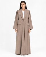 R 357 Mocha Beige Turkish Coat Style Abaya Abaya for Women UAE – Abaya – Rutba Fashion Abaya