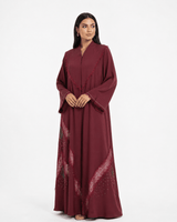 R 358 Burgundy Beaded Abaya Abaya for Women UAE – Abaya – Rutba Fashion Abaya