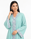 R 360 Mint Aqua Floral Lace Abaya Abaya for Women UAE – Abaya – Rutba Fashion Abaya