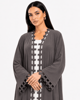 R 362 Charcoal Classic Cut Work Abaya Abaya for Women UAE – Abaya – Rutba Fashion Abaya