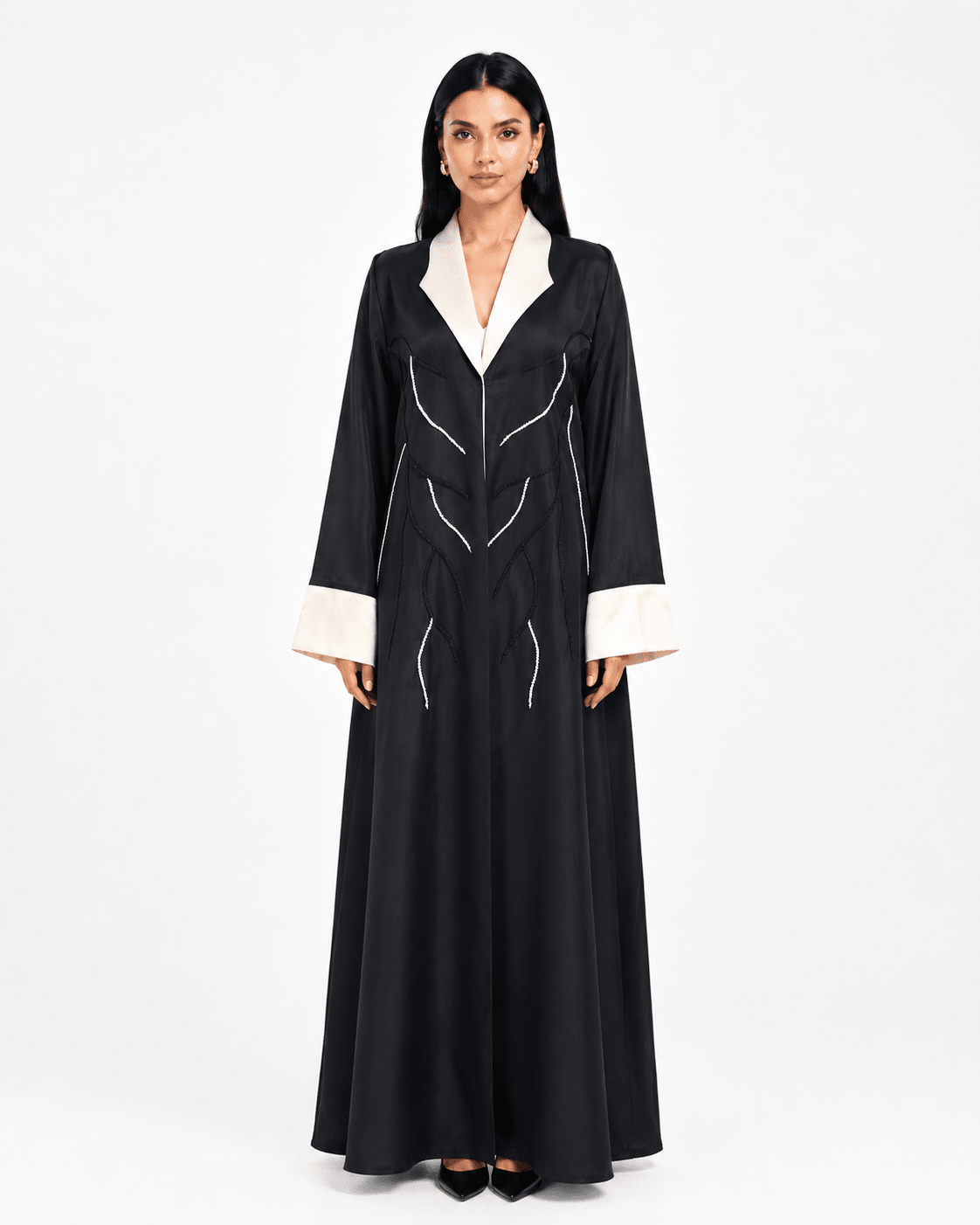 R 365 Black Coat Beaded Abaya Abaya for Women UAE – Abaya – Rutba Fashion Abaya