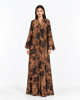 R 367 Rich Caramel-Brown Floral Printed Abaya Abaya for Women UAE – Abaya – Rutba Fashion Abaya
