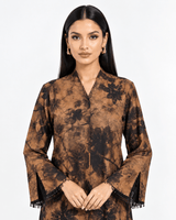 R 367 Rich Caramel-Brown Floral Printed Abaya Abaya for Women UAE – Abaya – Rutba Fashion Abaya