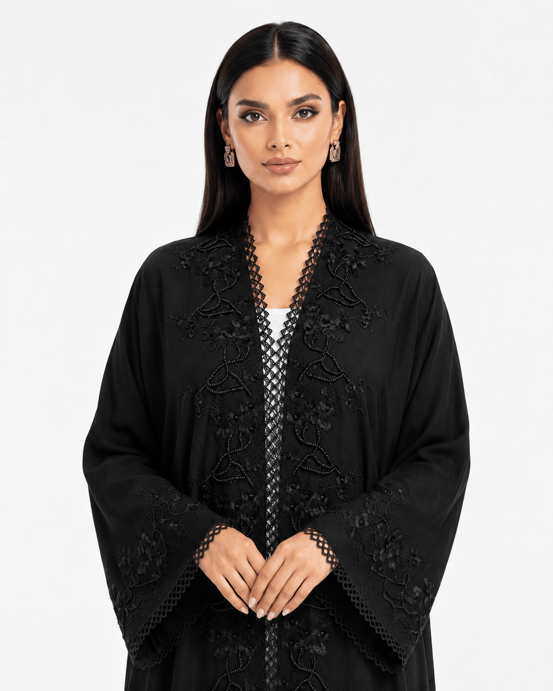 R 368 Black Lace Abaya Abaya for Women UAE – Abaya – Rutba Fashion Abaya
