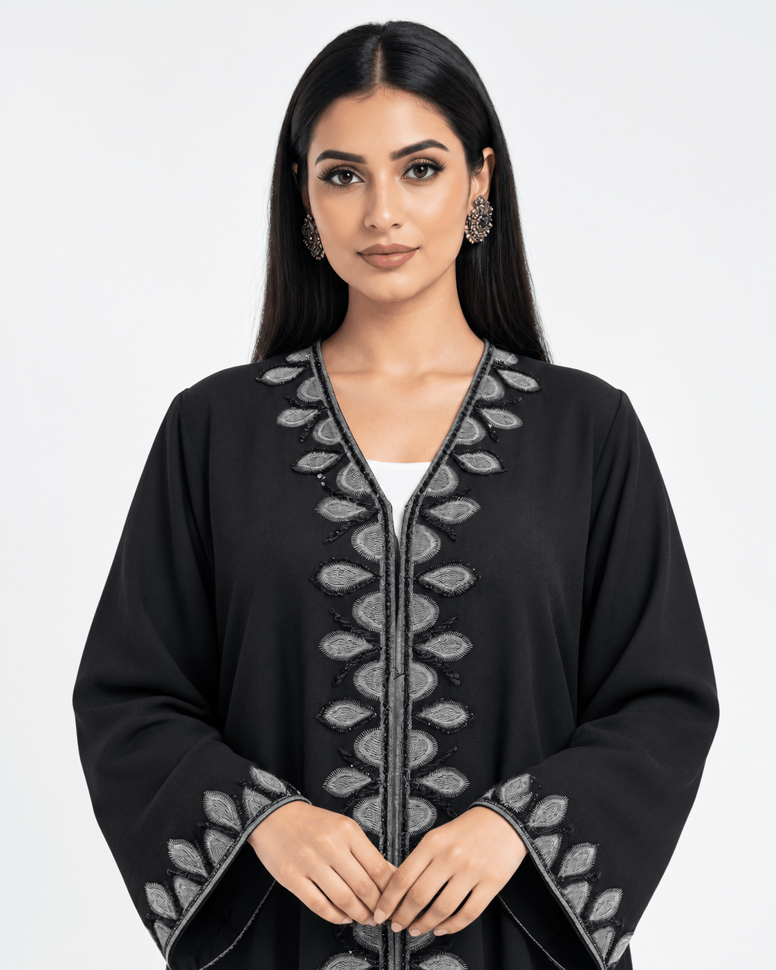 R 369 Black Embroidery Abaya Abaya for Women UAE – Abaya – Rutba Fashion Abaya