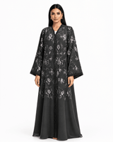 R 370 Black Floral Abaya Abaya for Women UAE – Abaya – Rutba Fashion Abaya