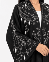R 372 Black Soft Satin Abaya Abaya for Women UAE – Abaya – Rutba Fashion Abaya