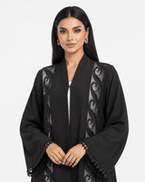 R 374 Black Embroidered Lace Office Wear Abaya Abaya for Women UAE – Abaya – Rutba Fashion Abaya