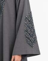 R 376 Grey Beaded Office Wear Abaya Abaya for Women UAE – Abaya – Rutba Fashion Abaya