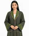 R 387 Olive Green Coat Style Abaya Abaya for Women UAE – Abaya – Rutba Fashion Abaya