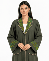 R 387 Olive Green Coat Style Abaya Abaya for Women UAE – Abaya – Rutba Fashion Abaya