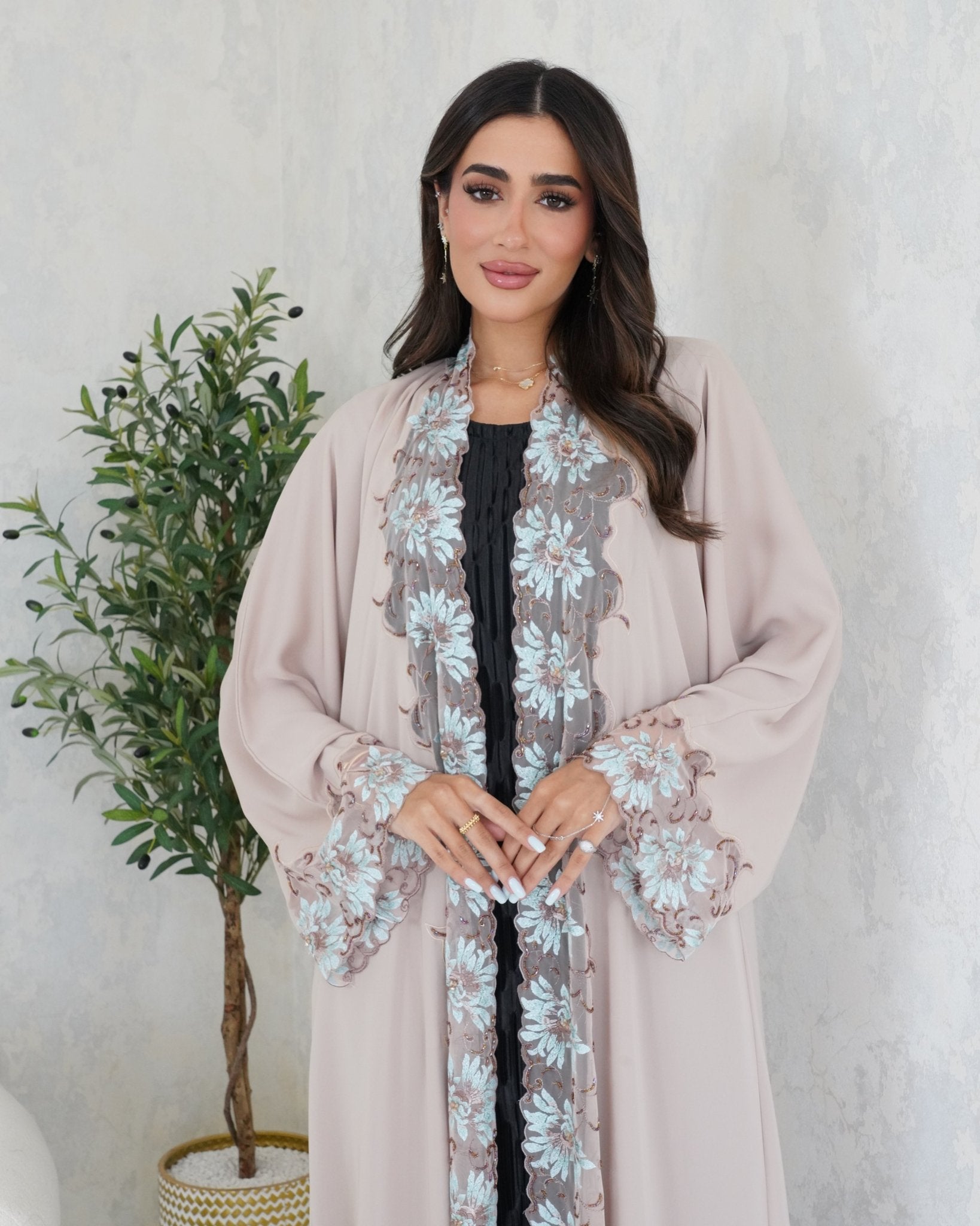 R101 Beige Abaya Set Abaya for Women UAE – Abaya – Rutba Fashion Abaya