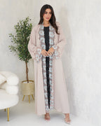 R101 Beige Abaya Set Abaya for Women UAE – Abaya – Rutba Fashion Abaya