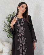 R102 Dark Brown Abaya Set Abaya for Women UAE – Abaya – Rutba Fashion Abaya