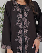 R102 Dark Brown Abaya Set Abaya for Women UAE – Abaya – Rutba Fashion Abaya
