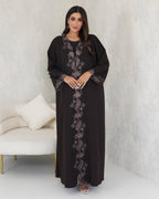 R102 Dark Brown Abaya Set Abaya for Women UAE – Abaya – Rutba Fashion Abaya