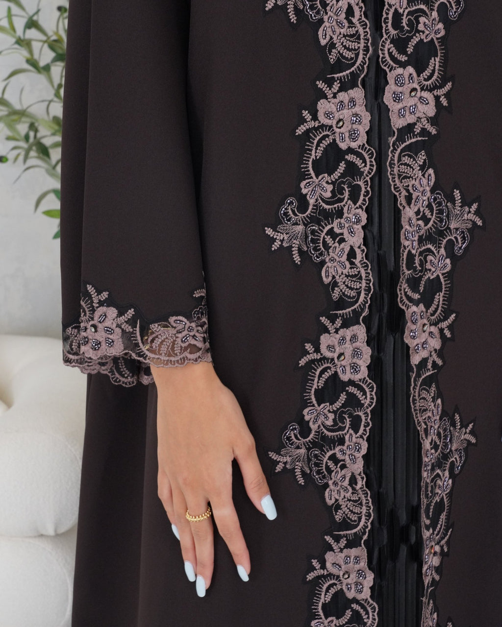 R102 Dark Brown Abaya Set Abaya for Women UAE – Abaya – Rutba Fashion Abaya
