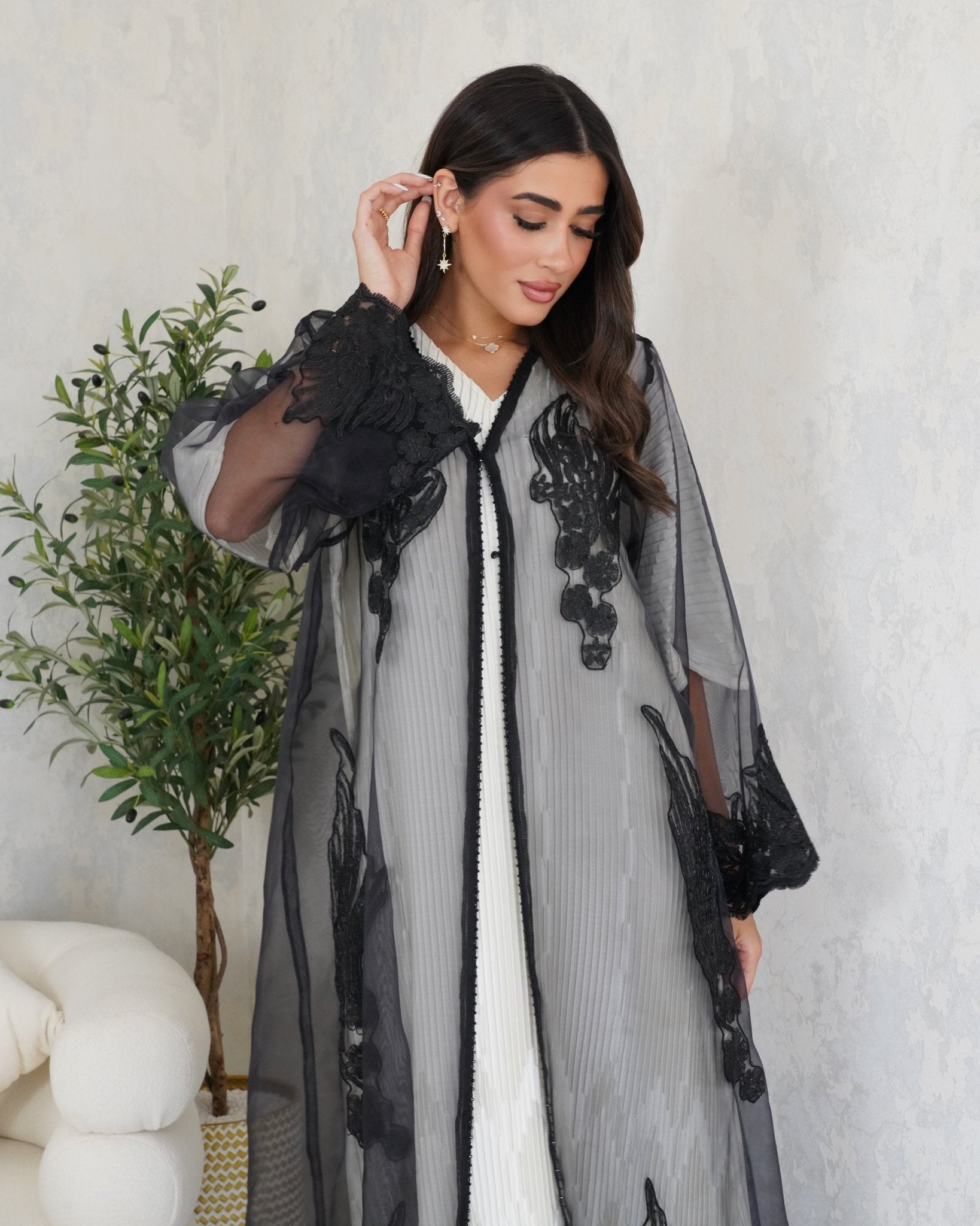 R103 Black Abaya Set Abaya for Women UAE – Abaya – Rutba Fashion Abaya