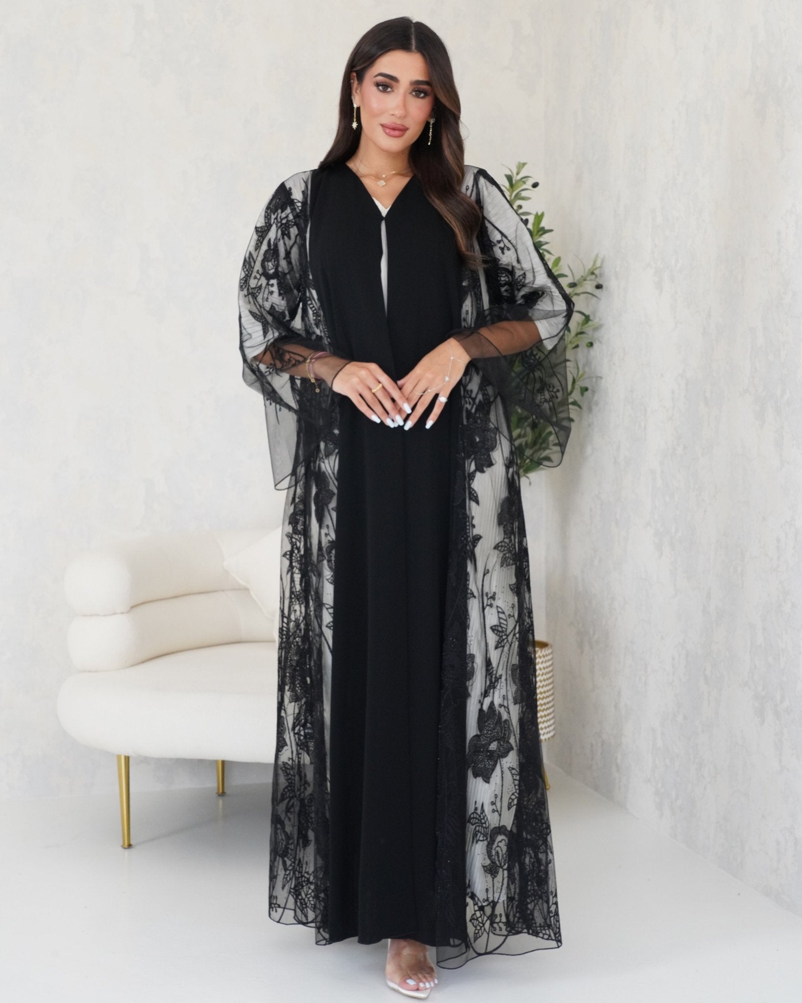 R105 Black Abaya Set Abaya for Women UAE – Abaya – Rutba Fashion Abaya