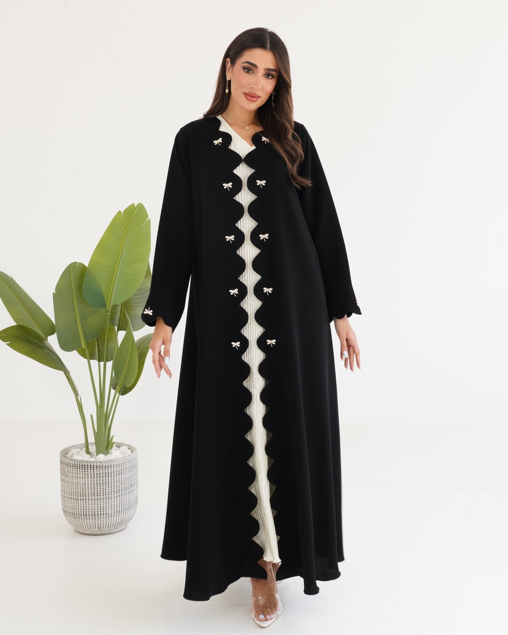 R107 Black Abaya Set Abaya for Women UAE – Abaya – Rutba Fashion Abaya