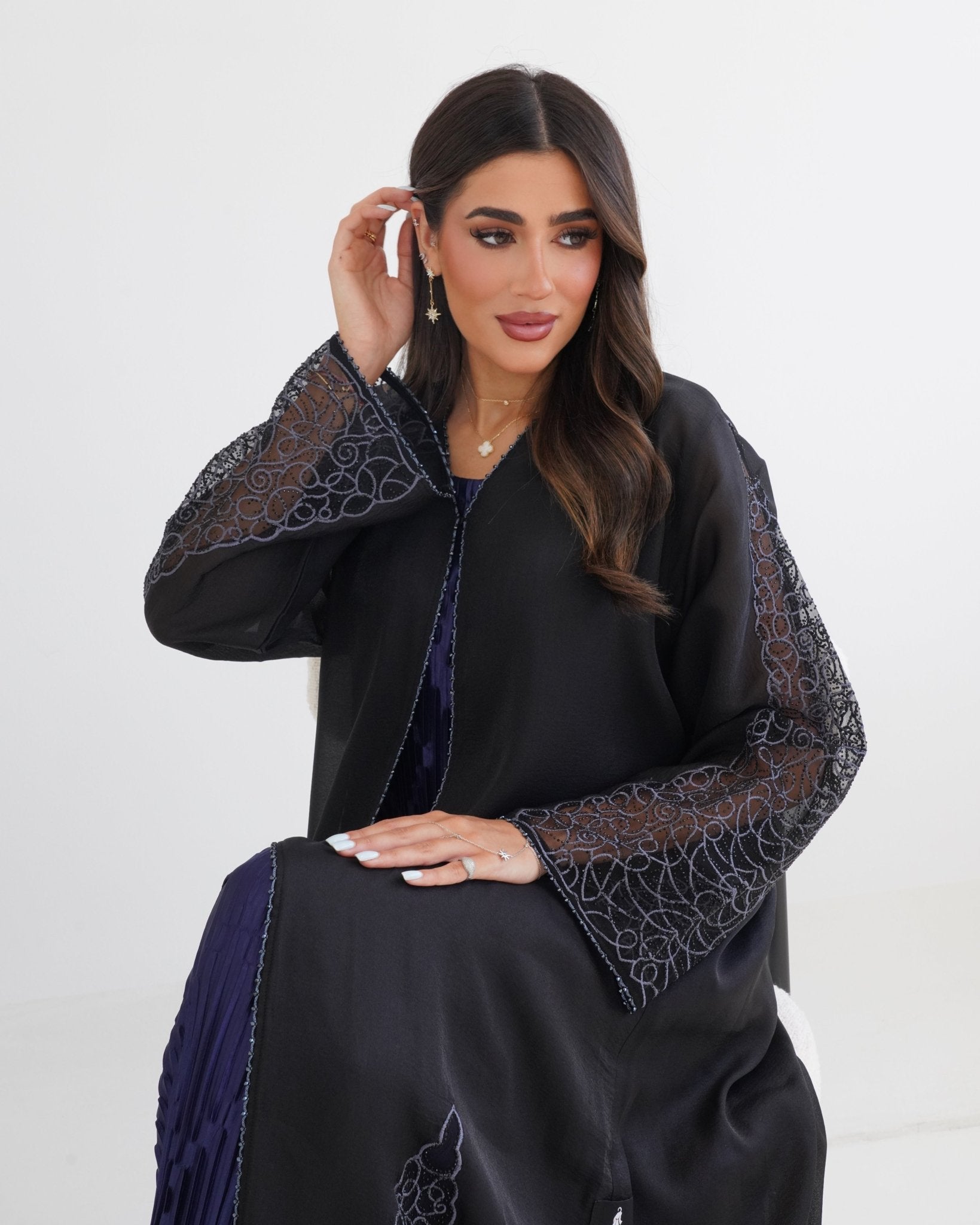 R112 Black Abaya Set Abaya for Women UAE – Abaya – Rutba Fashion Abaya