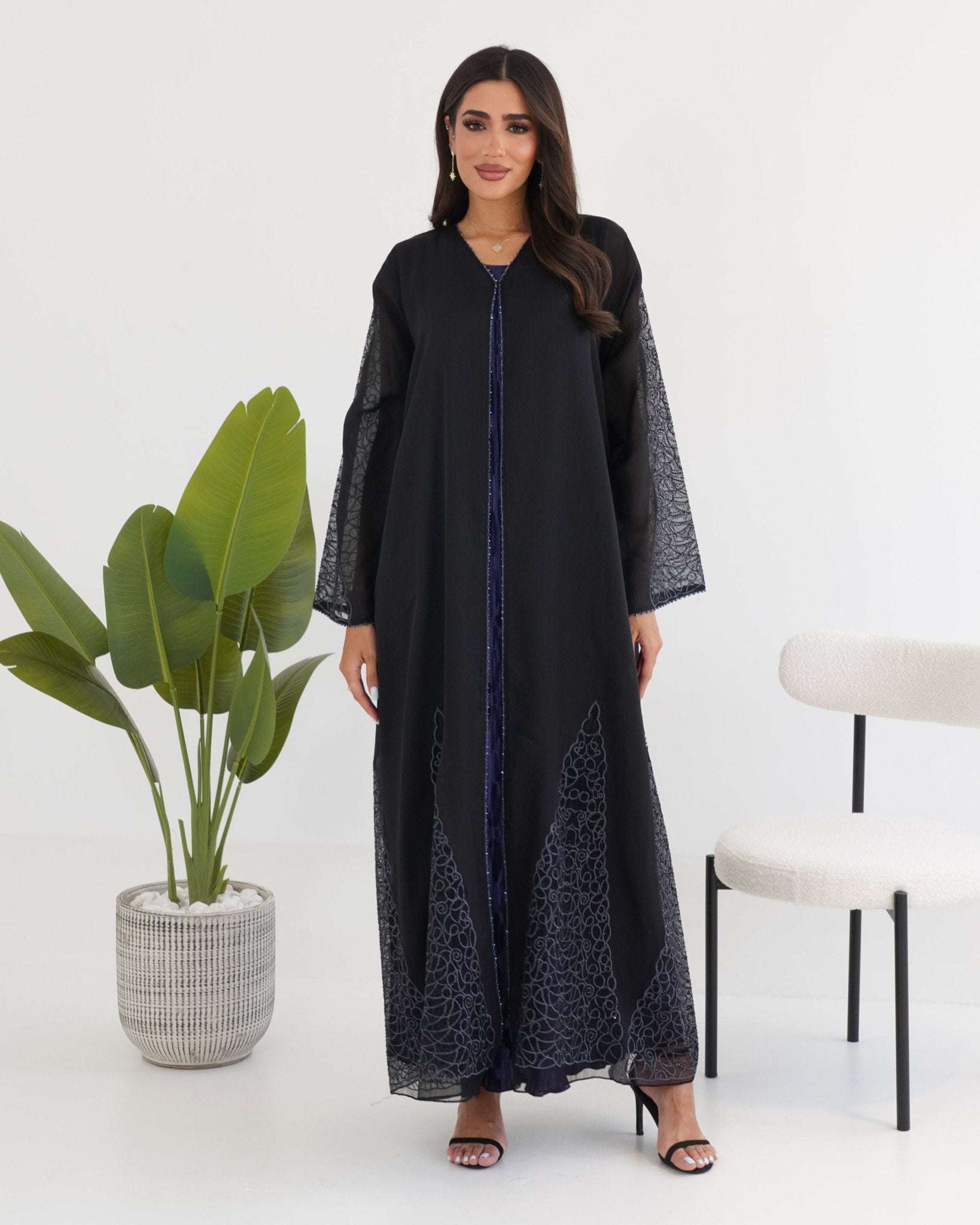 R112 Black Abaya Set Abaya for Women UAE – Abaya – Rutba Fashion Abaya