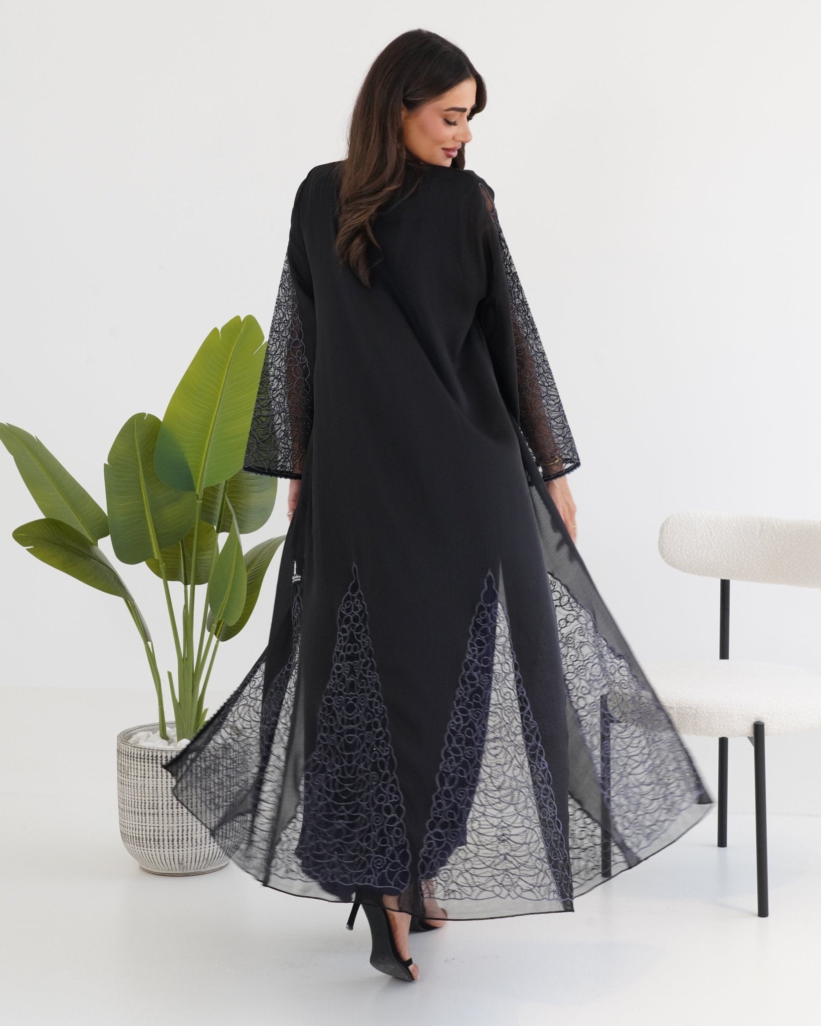 R112 Black Abaya Set Abaya for Women UAE – Abaya – Rutba Fashion Abaya