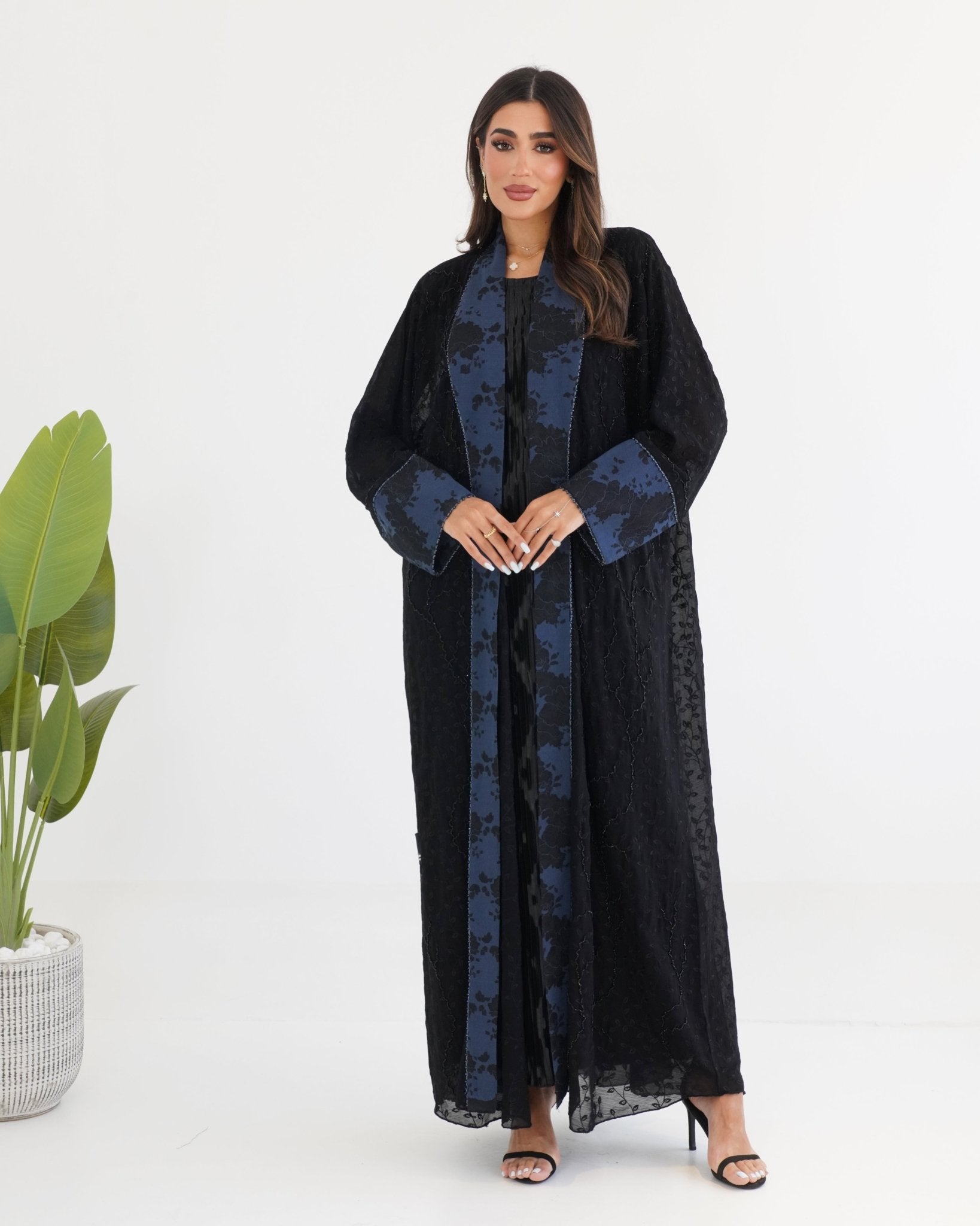 R113 Black Abaya Set Abaya for Women UAE – Abaya – Rutba Fashion Abaya