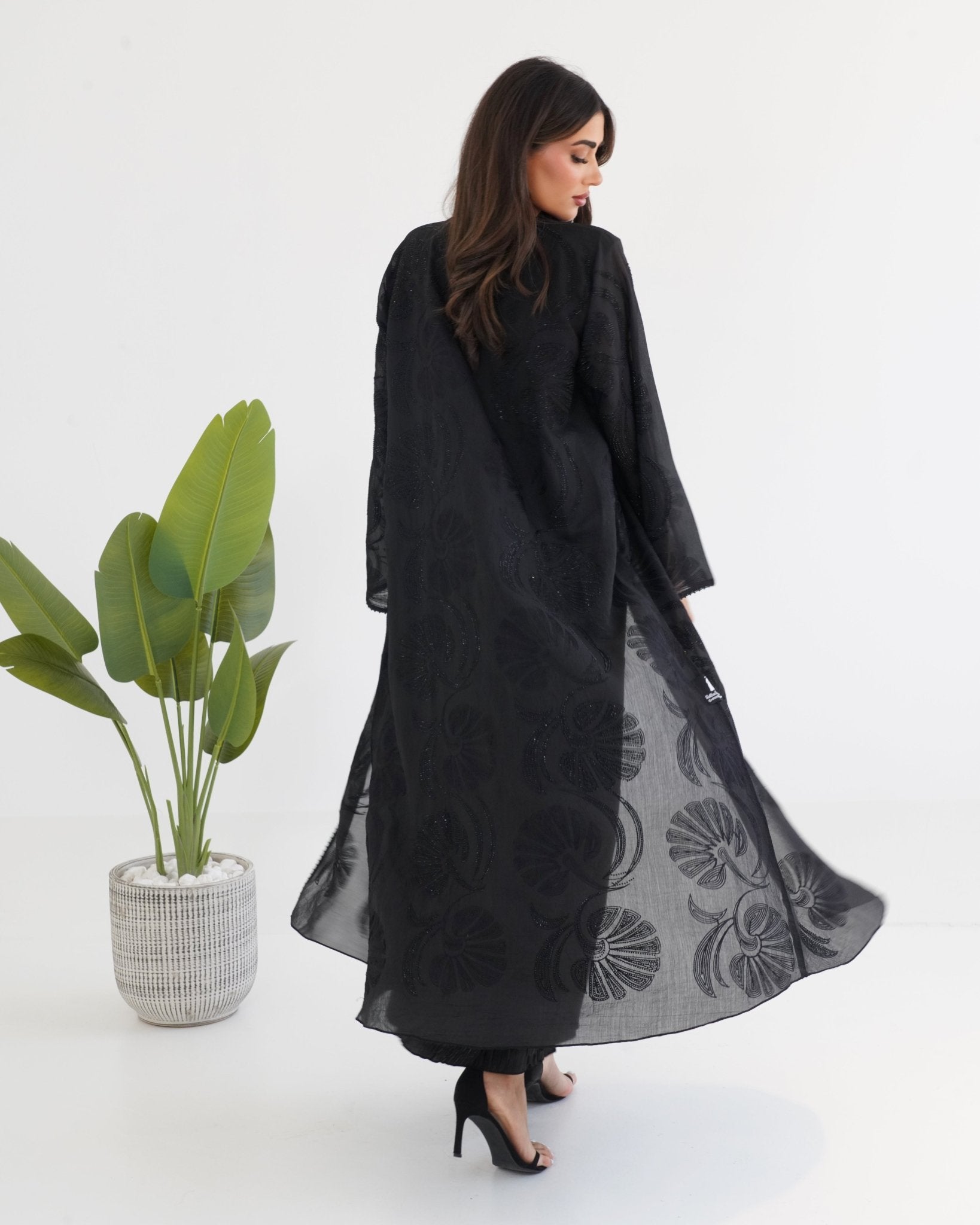 R114 Black Abaya Set Abaya for Women UAE – Abaya – Rutba Fashion Abaya