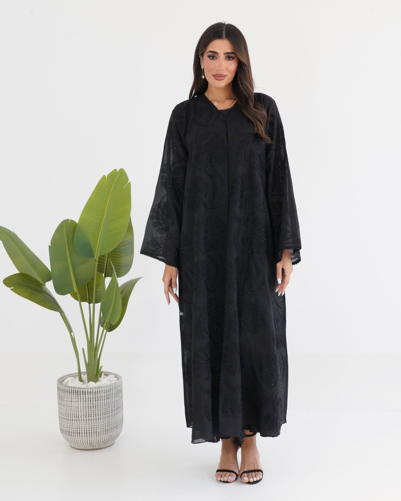 R114 Black Abaya Set Abaya for Women UAE – Abaya – Rutba Fashion Abaya