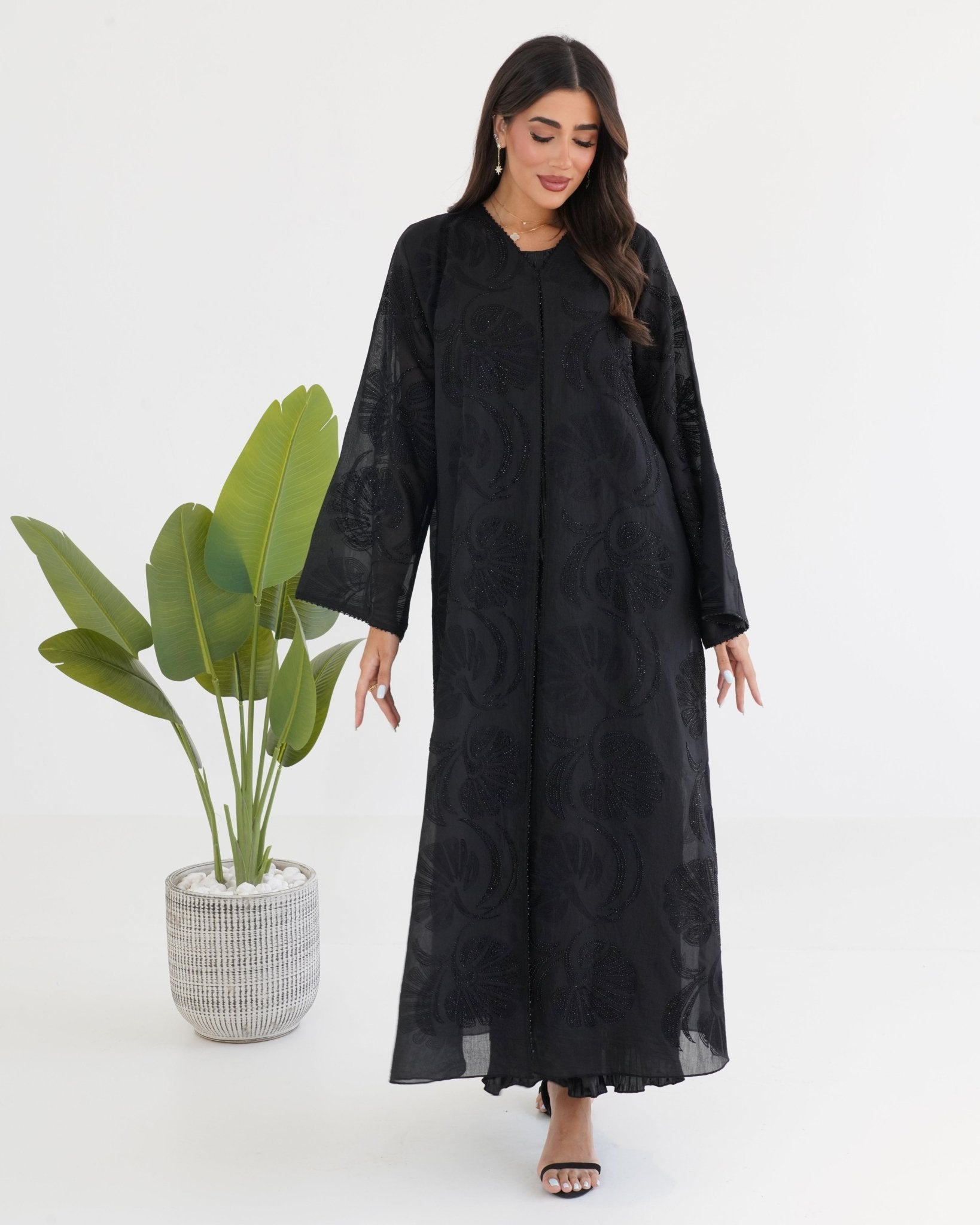 R114 Black Abaya Set Abaya for Women UAE – Abaya – Rutba Fashion Abaya