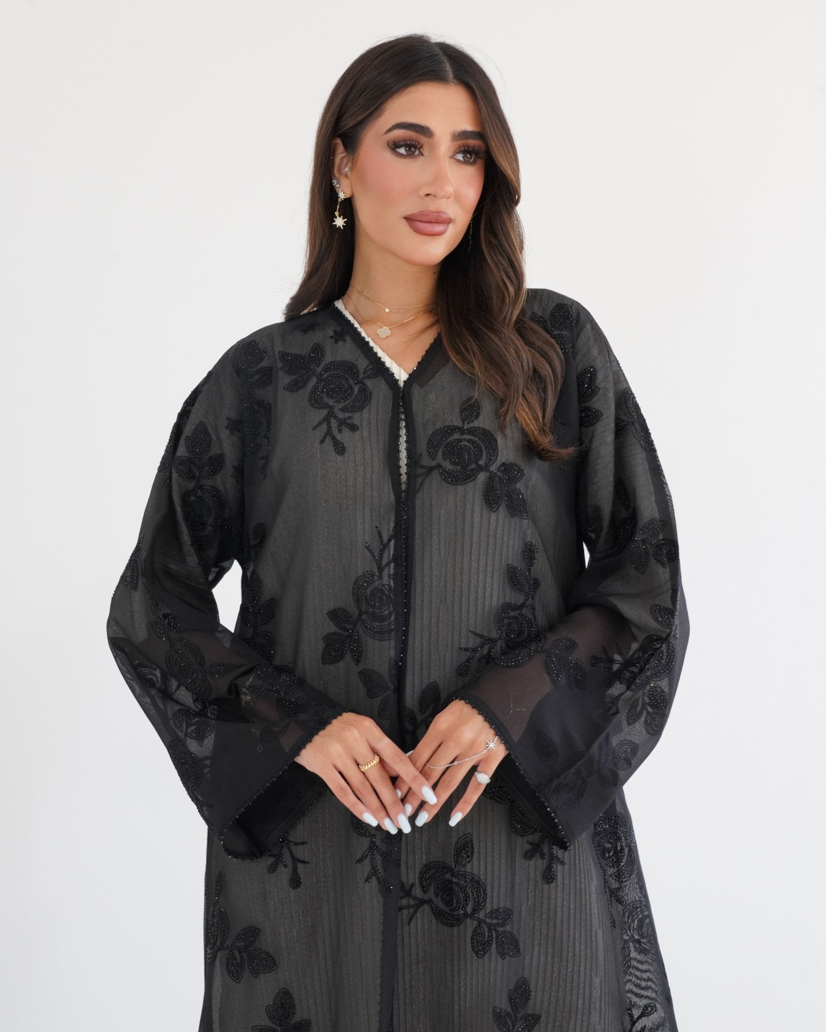 R116 Black Elegant Abaya Set Abaya for Women UAE – Abaya – Rutba Fashion Abaya
