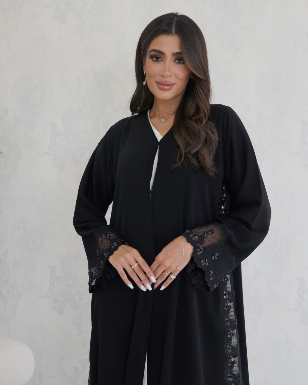 R123 Black dantel Abaya Set Abaya for Women UAE – Abaya – Rutba Fashion Abaya