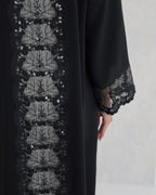 R123 Black dantel Abaya Set Abaya for Women UAE – Abaya – Rutba Fashion Abaya