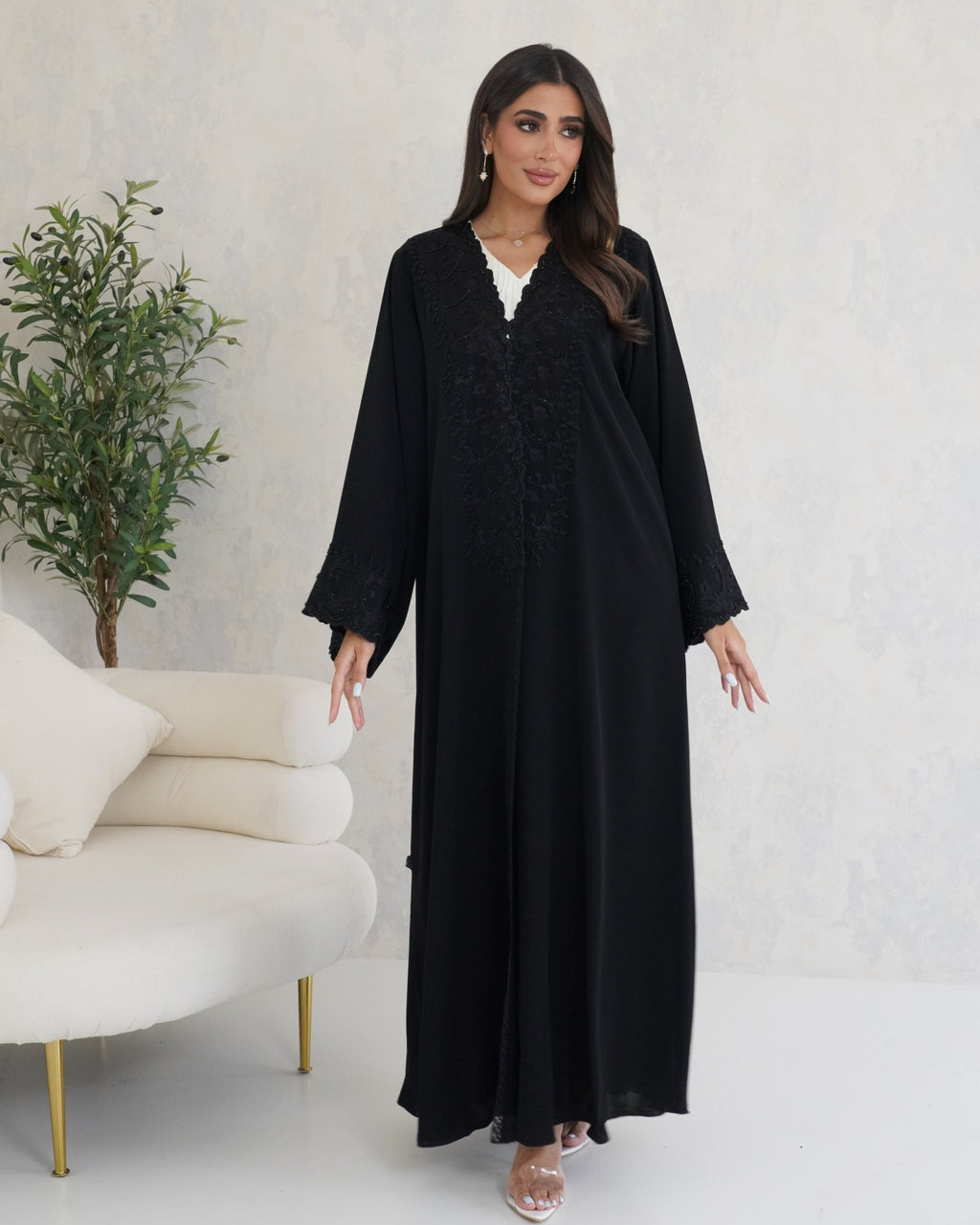 R124 Black Abaya Set Abaya for Women UAE – Abaya – Rutba Fashion Abaya