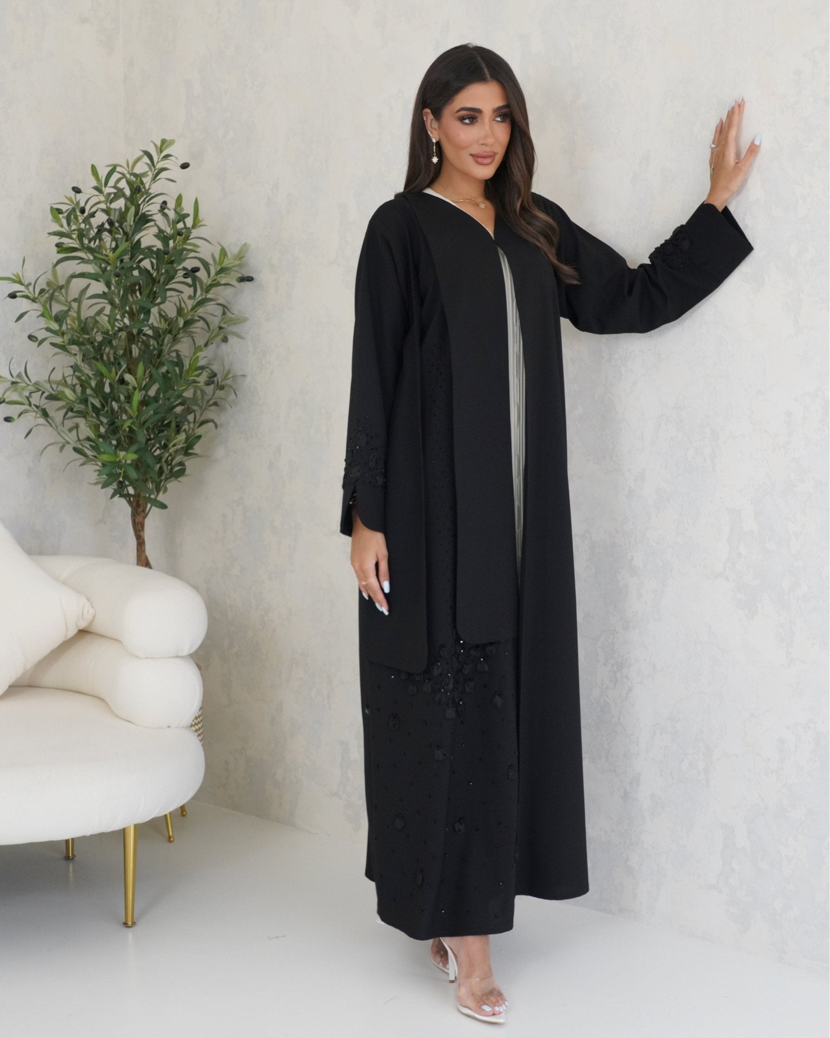 R125 Black Abaya Set Abaya for Women UAE – Abaya – Rutba Fashion Abaya