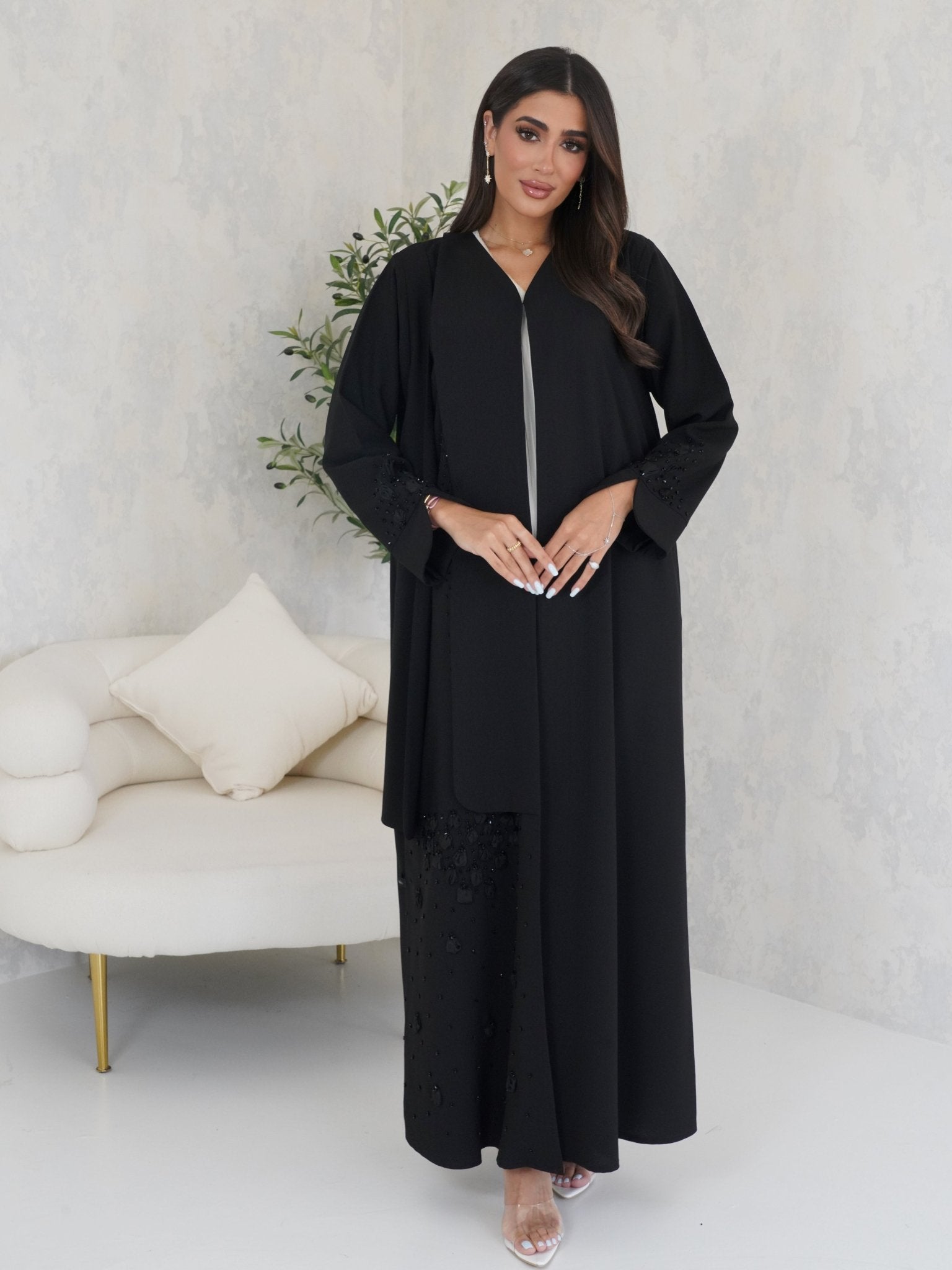 R125 Black Abaya Set Abaya for Women UAE – Abaya – Rutba Fashion Abaya