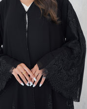 R130 Black Dantel Abaya Set Abaya for Women UAE – Abaya – Rutba Fashion Abaya