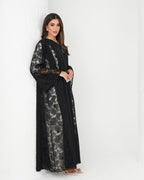 R137 Dantel Black Abaya Set Abaya for Women UAE – Abaya – Rutba Fashion Abaya